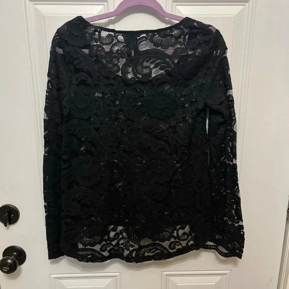 Express Lace Top NWT Sheer Black Boho - Picture 9 of 11